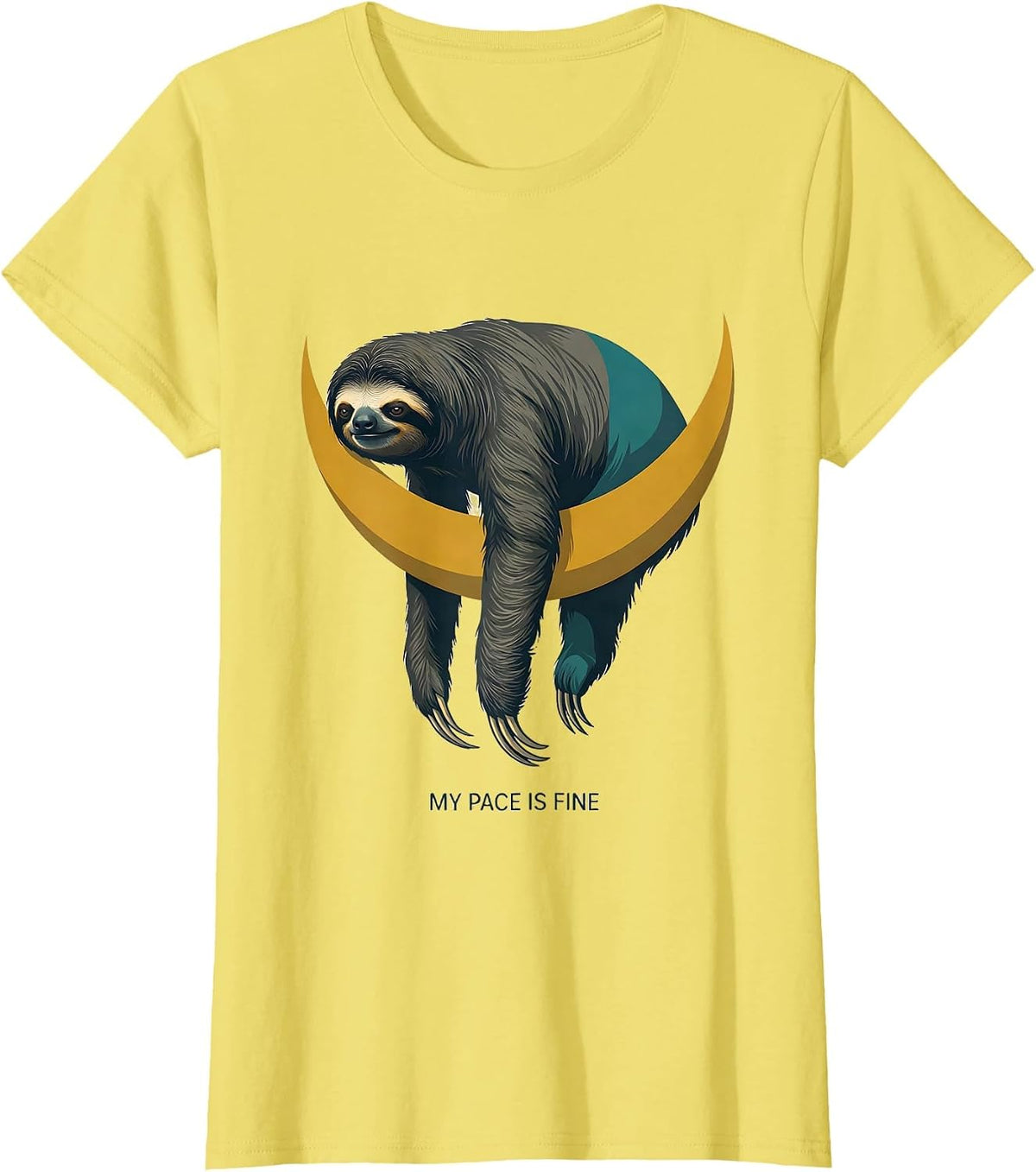 Women's My Pace Is Fine Funny Sloth Humor Animal Lover Gift T-Shirt - Lemon Yellow