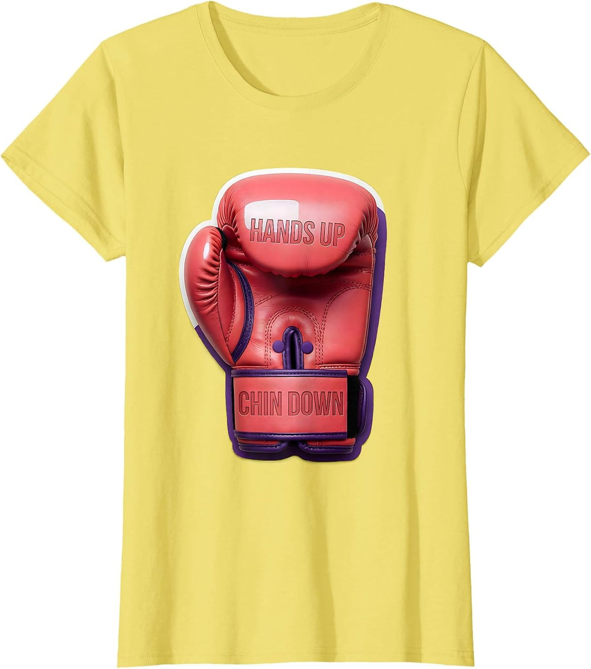 Hands Up Chin Down Boxing Graphic Design T-Shirt - Lemon Yellow