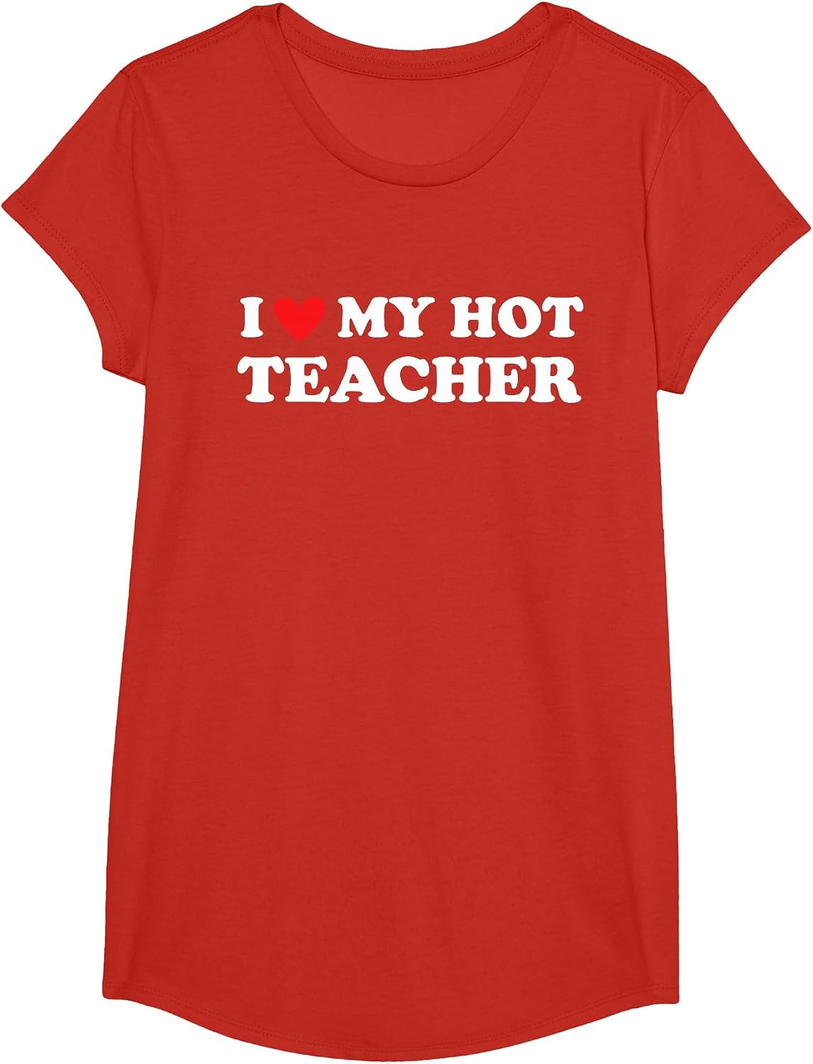 I Love My Hot Teacher - First Day of School Teacher T-Shirt - Girls Red