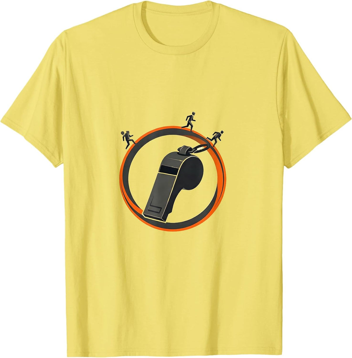 Men's Whistle Loop PE Teacher Back To School Humor T-Shirt - Lemon Yellow