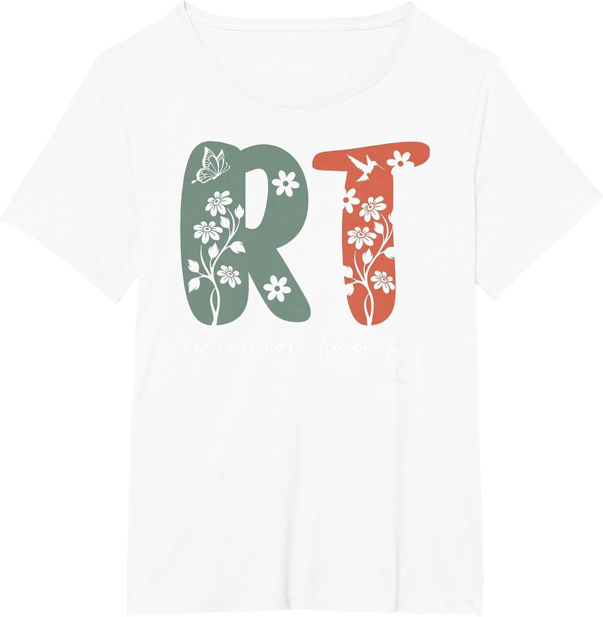 Retro Floral RT Recreation Therapy Recreational Therapist T-Shirt - White