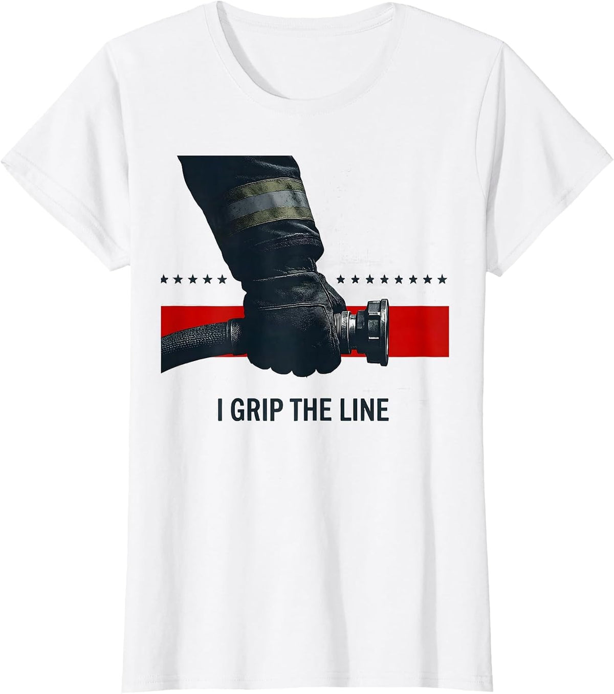 I Grip The Line Firefighter Pride Thin Red Line Humor T-Shirt - White