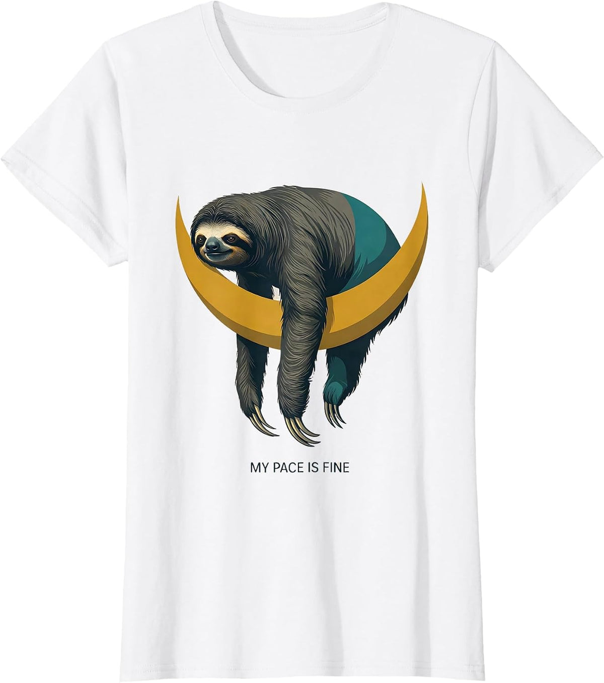 Women's My Pace Is Fine Funny Sloth Humor Animal Lover Gift T-Shirt - White