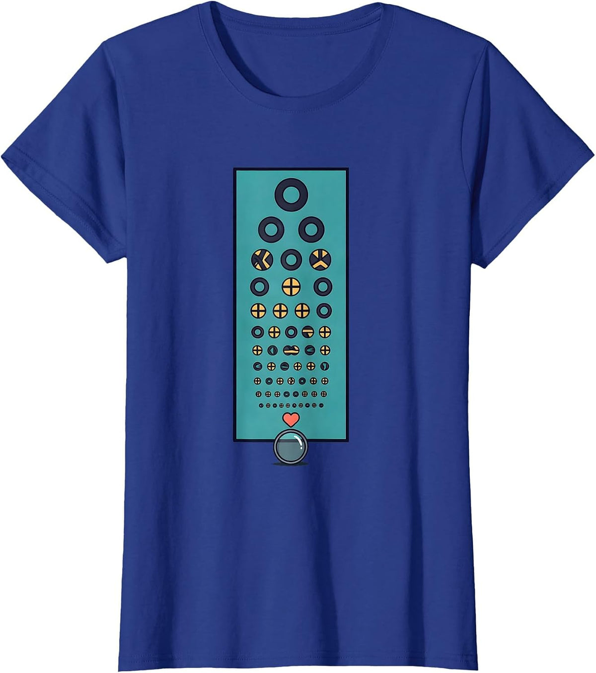 Women's Eye-Chart Heart Optometrist Valentine Humor T-Shirt - Royal Blue