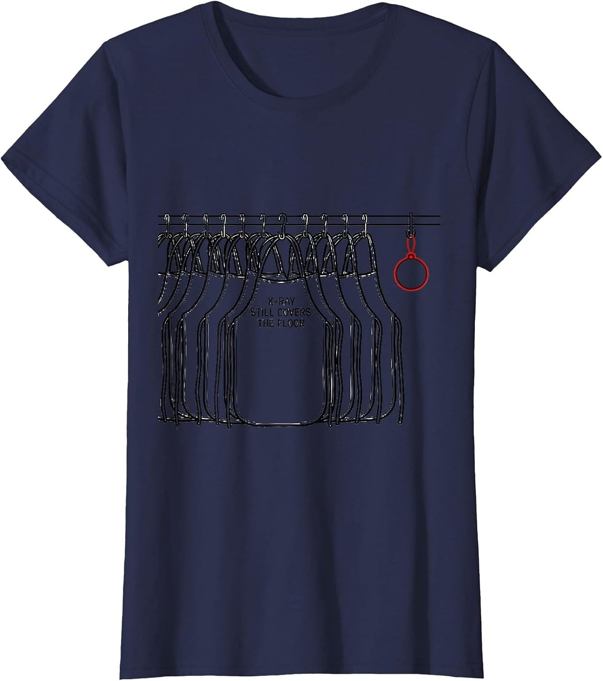 Women's X-Ray Still Covers The Floor Funny Radiology Tech Christmas T-Shirt - Navy Blue