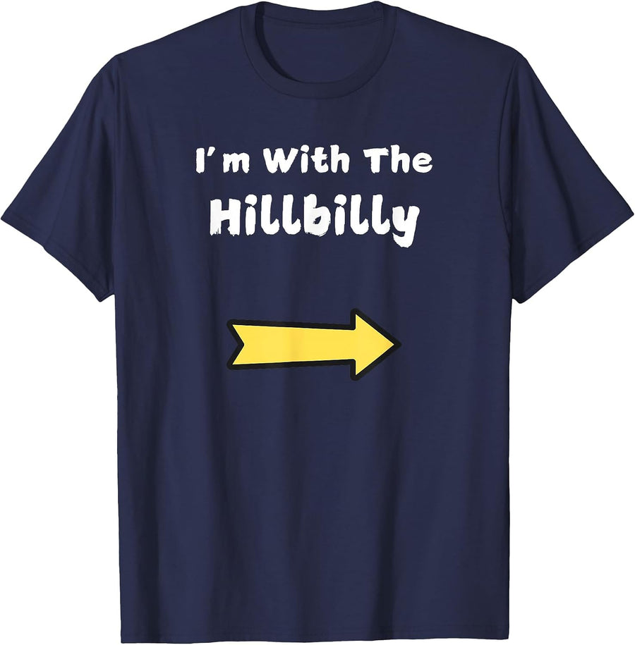 Funny Im with The Hillbilly Last Minute Halloween Costume T-Shirt - Navy Blue