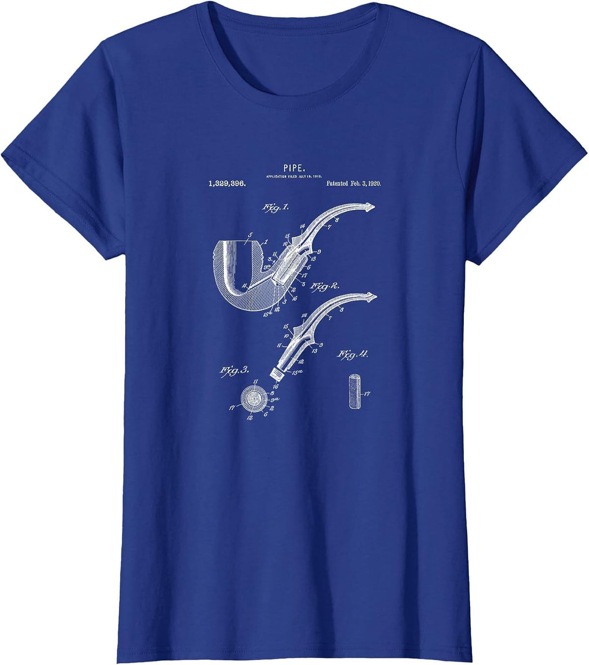 Vintage Smoking Pipe Blueprint Drawing Shirt - Detective T-Shirt T-Shirt - Royal Blue