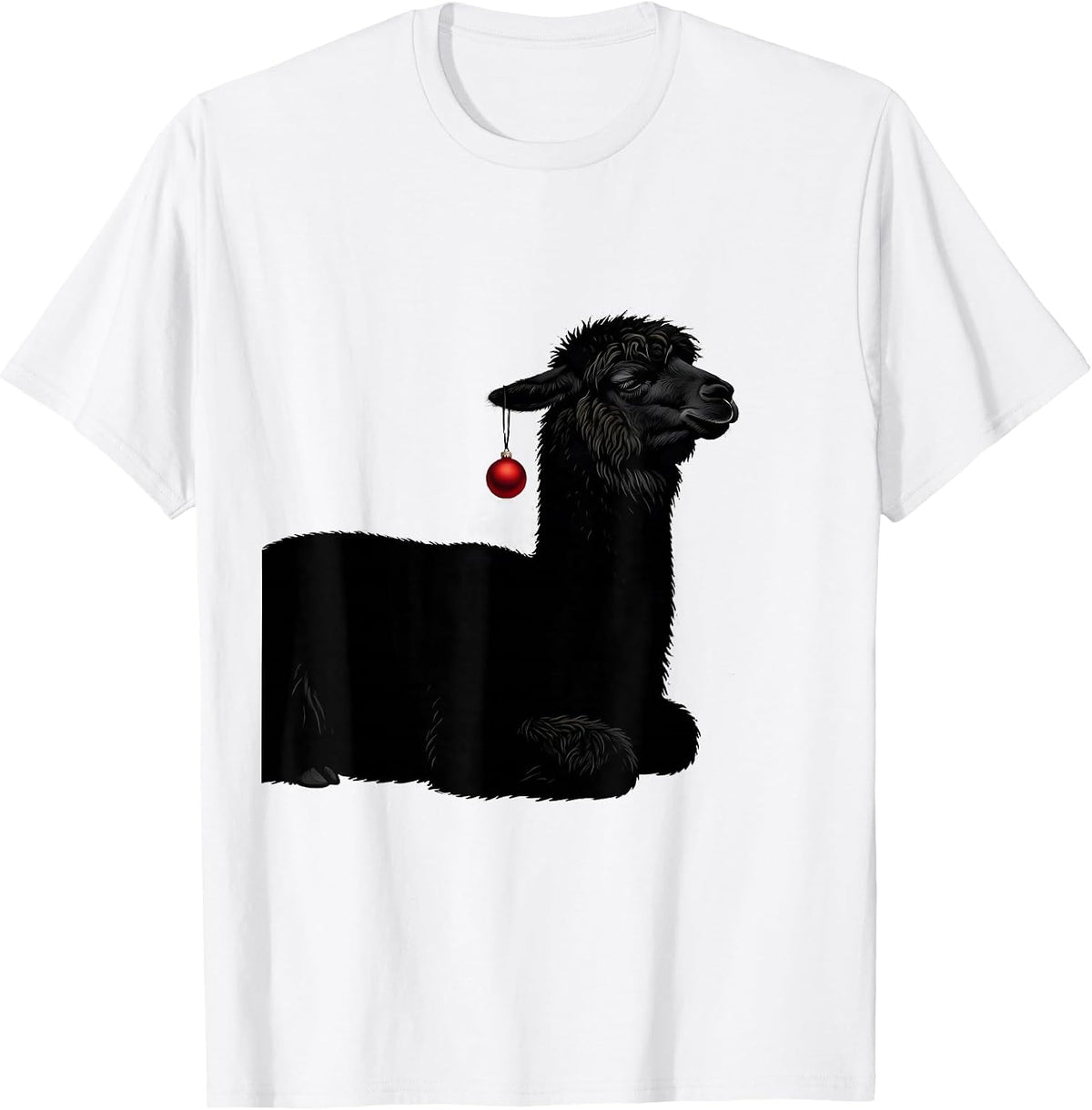 Men's Llama Silhouette Funny Christmas Animal Lover Humor T-Shirt - White