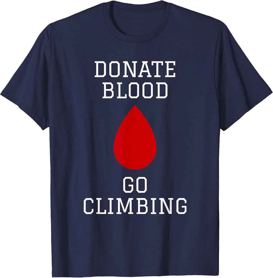 Rock Climbing Mountain Climber Bouldering I Donate Blood T-Shirt - Navy Blue