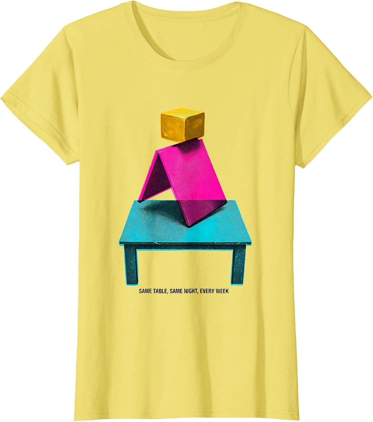 Women's Same Table Same Night Every Week Funny Billiards Pool Player T-Shirt - Lemon Yellow