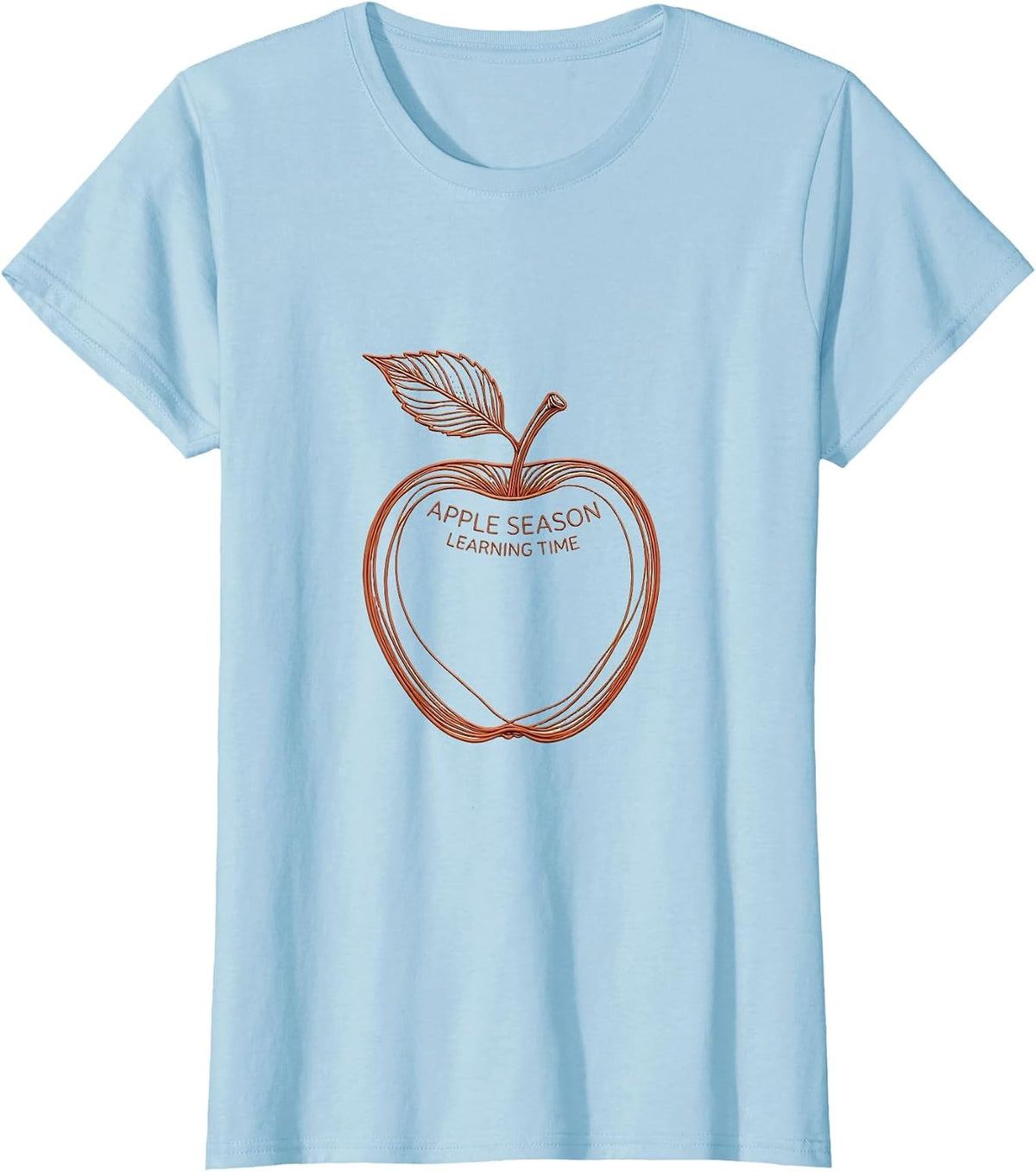 Apple Season Learning Time Fall Teacher Design T-Shirt - Baby Blue