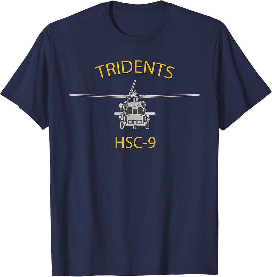 HSC-9 "Tridents Helicopter Squadron MH-60 Sea Hawk Tee T-Shirt - Navy Blue