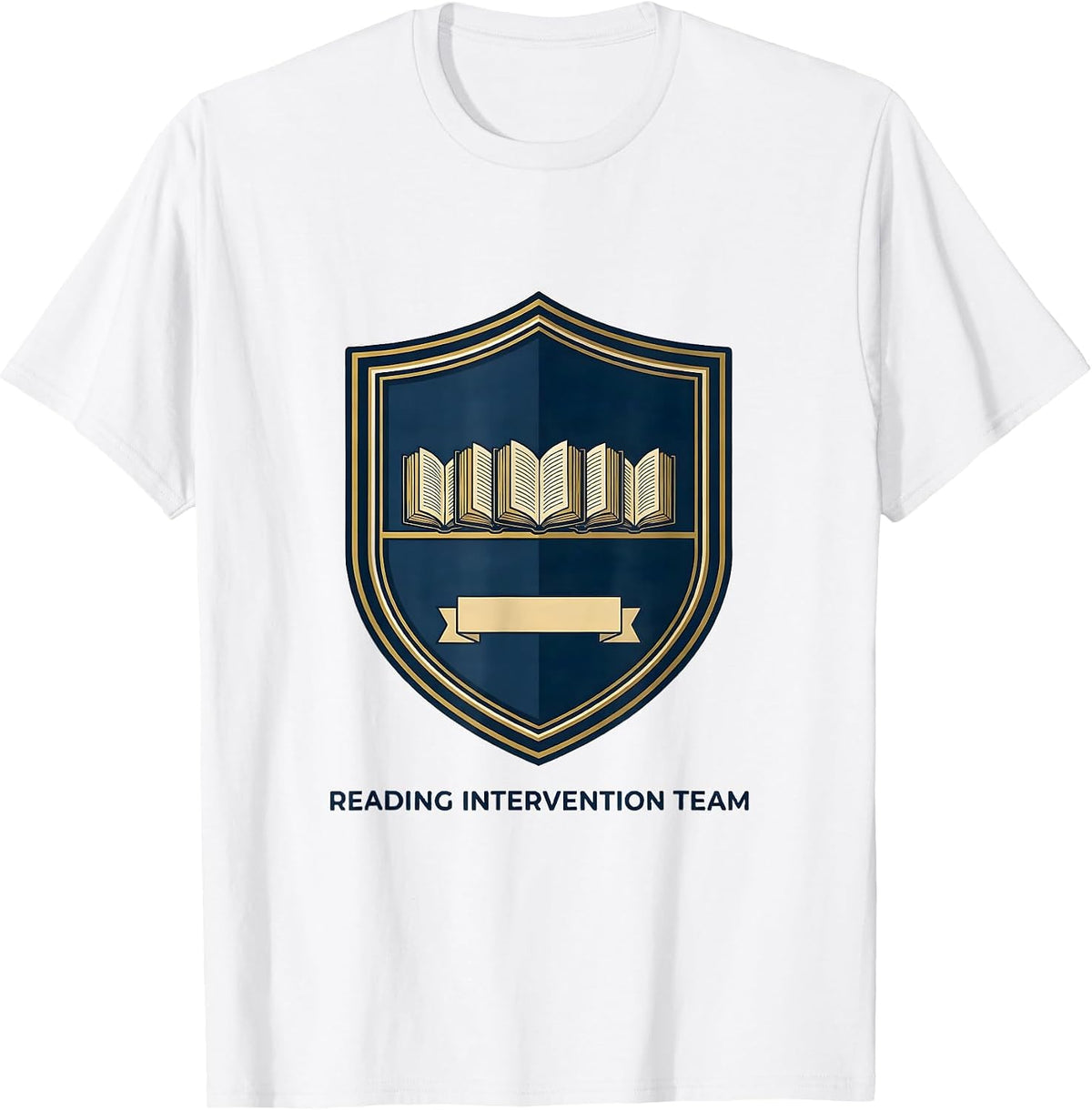 Men's Reading Intervention Team Literacy Teacher Squad Emblem T-Shirt - White