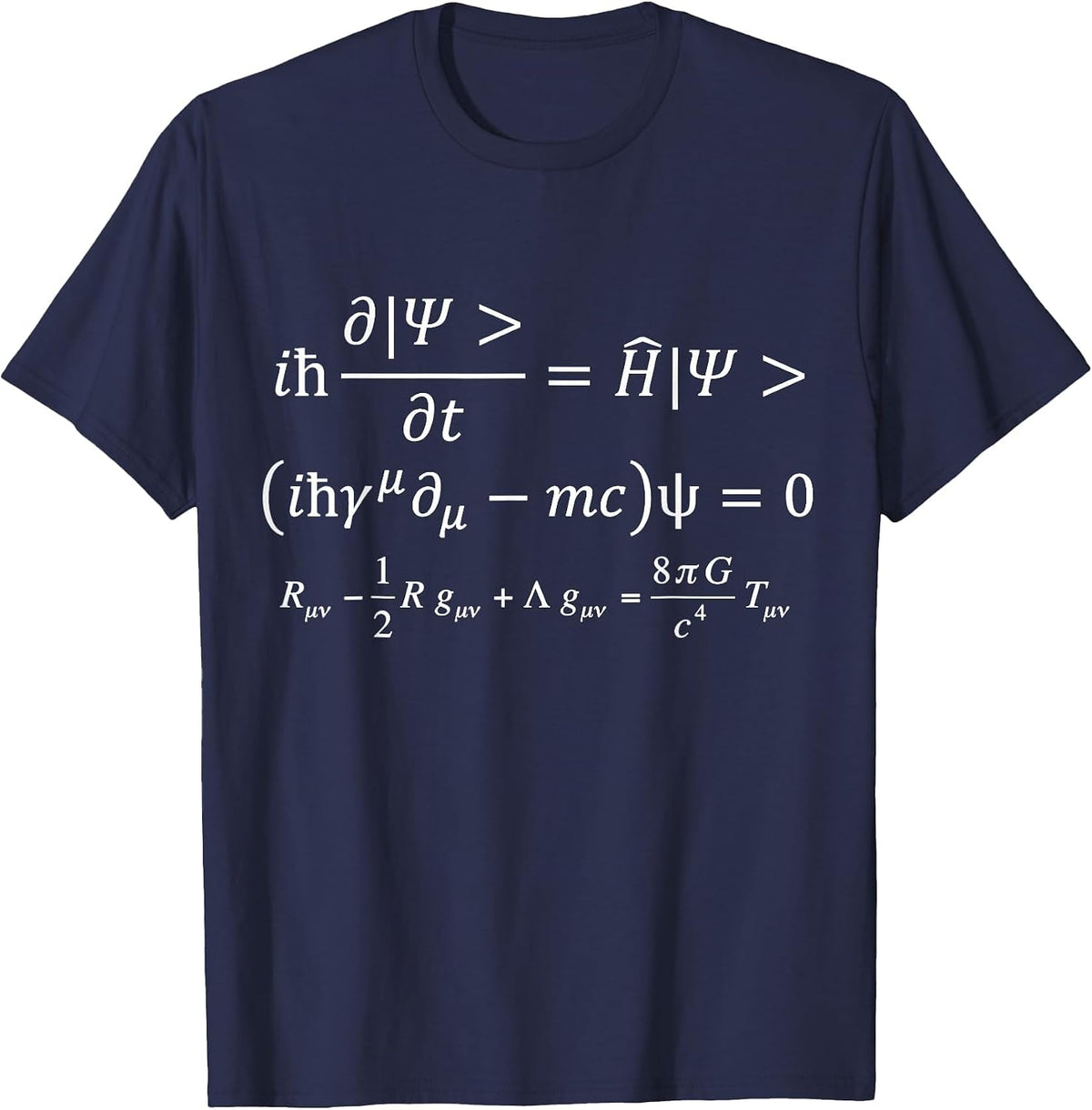 Three Fundamental Equations of Physics, Gravity and Quantum T-Shirt - Navy Blue
