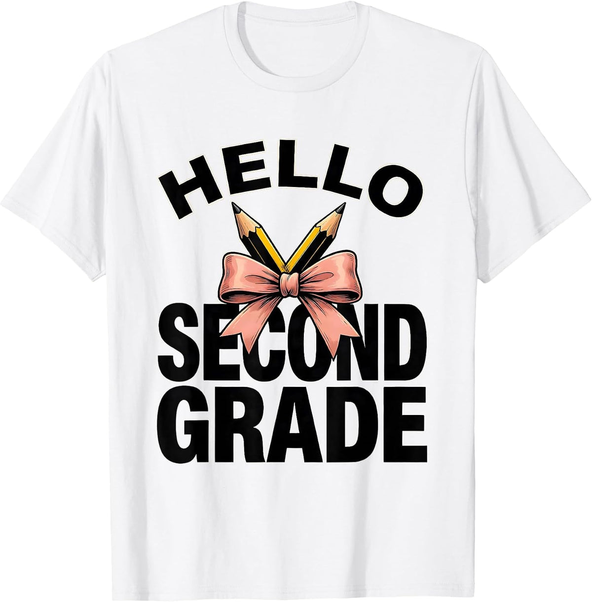 Men's Hello Second Grade Cute Coquette Pencil First Day Of School T-Shirt - White