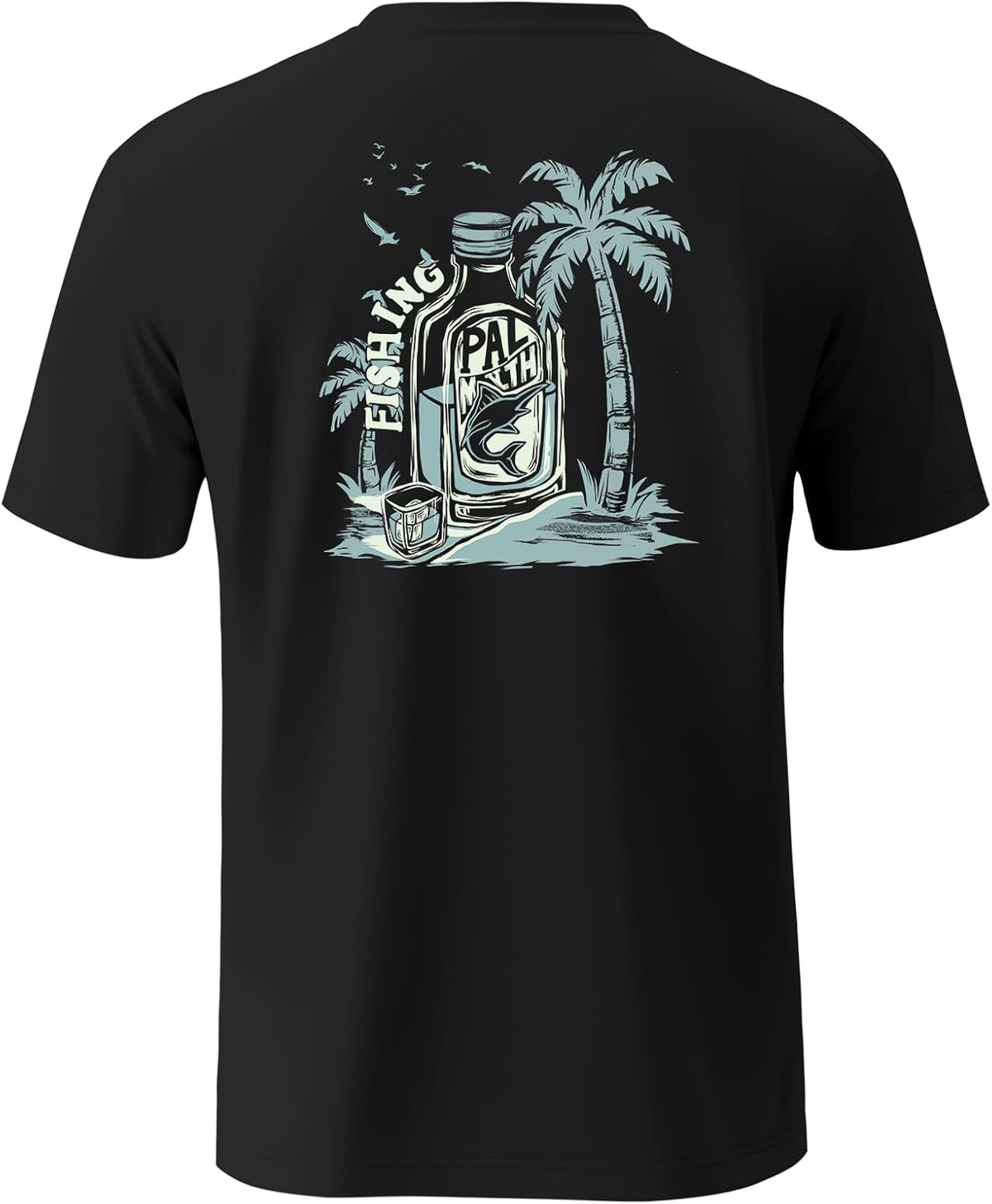 Palmyth Fishing Shirts for Men UPF 50+ Short Sleeve Quick-Dry T-Shirt - Black \/ Tidestales