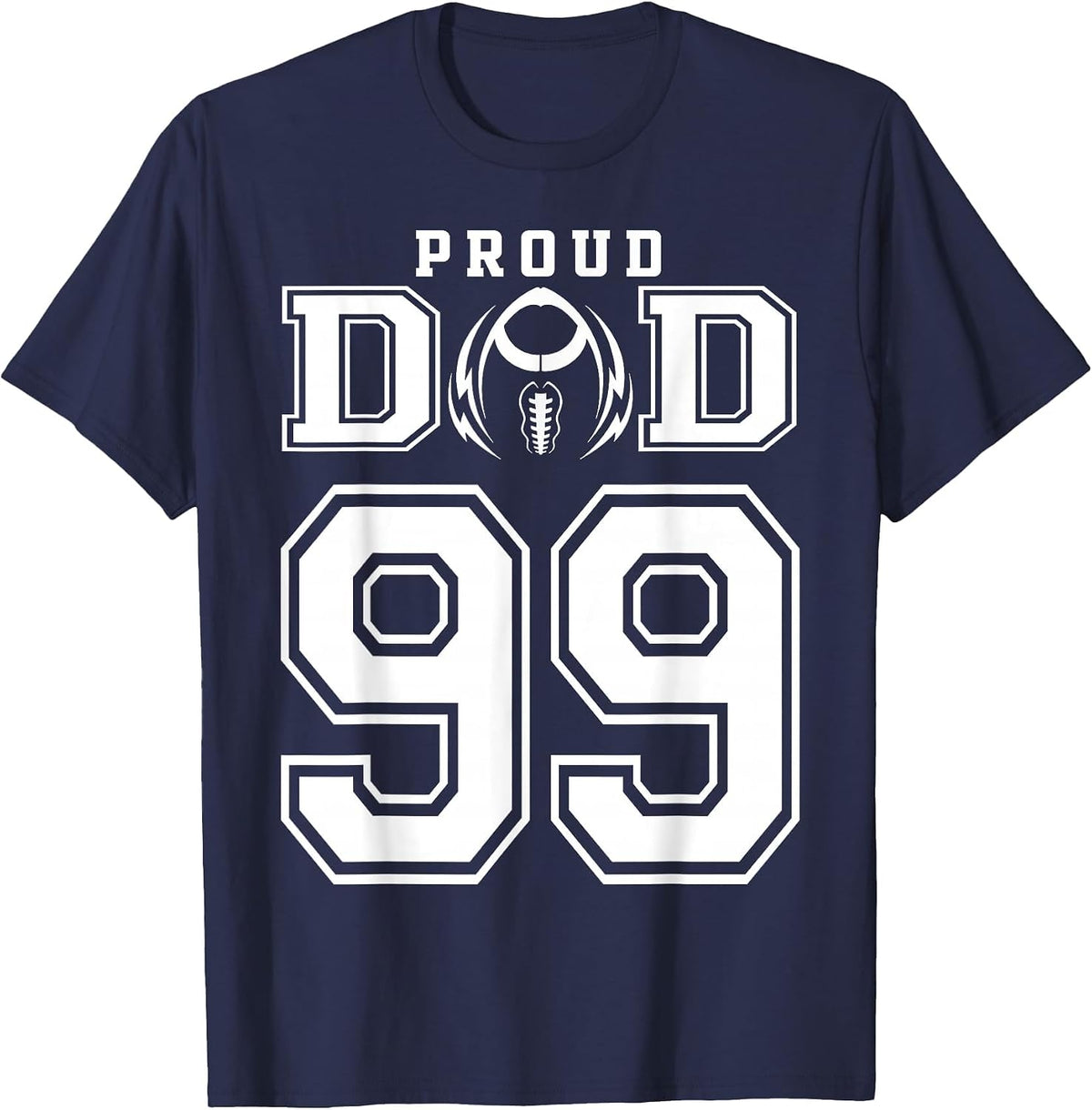 Custom Proud Football Dad Number 99 Personalized for Men T-Shirt - Navy Blue