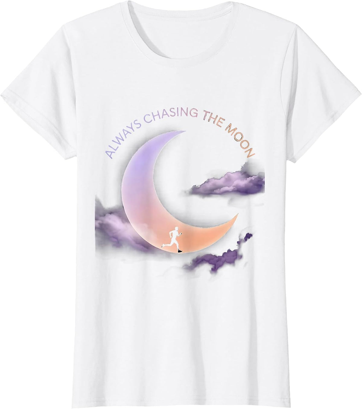 Women's Always Chasing the Moon Celestial Design T-Shirt - White