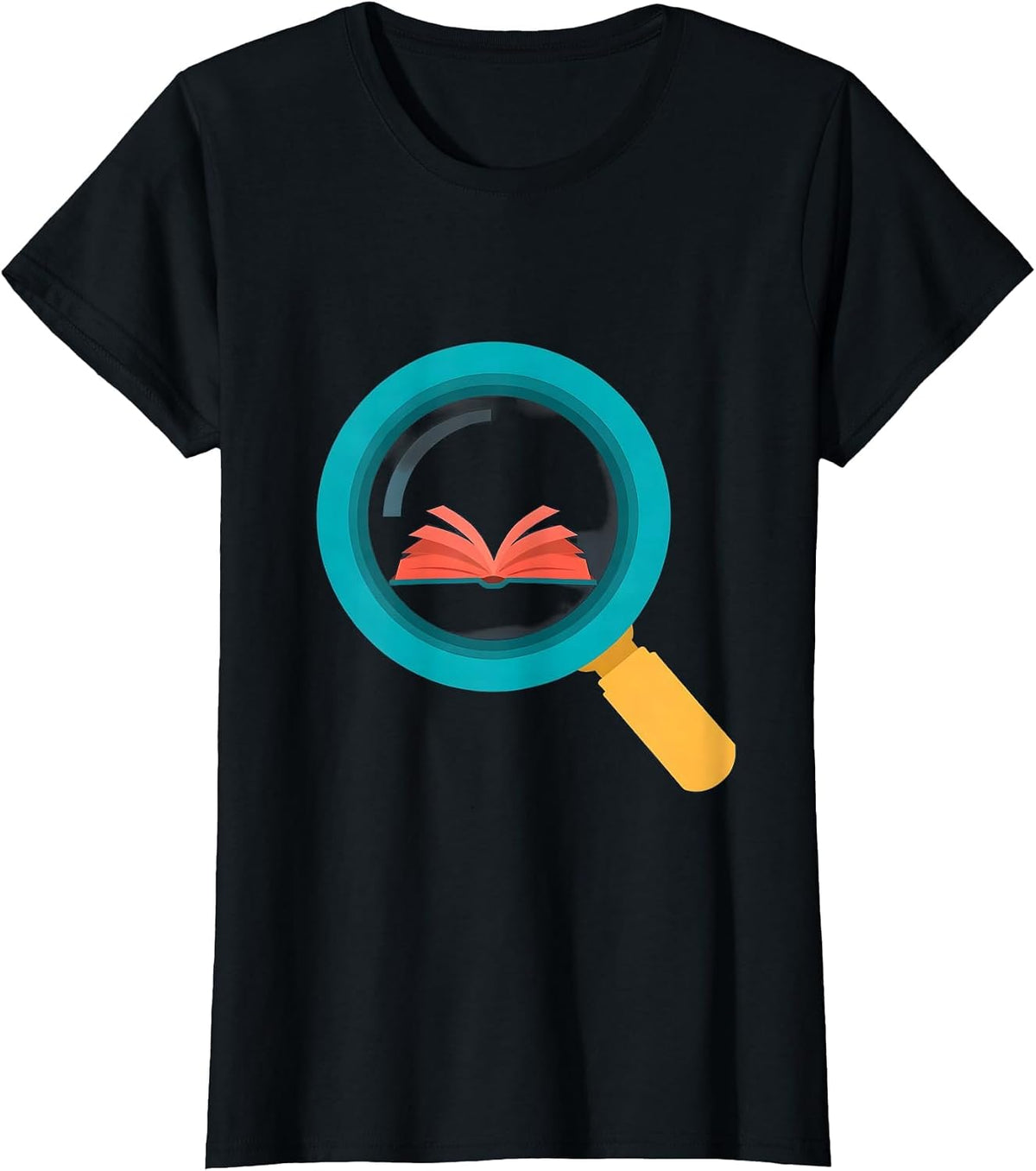 Women's 4th Grade Teacher Magnifying Glass Book Design T-Shirt - Black