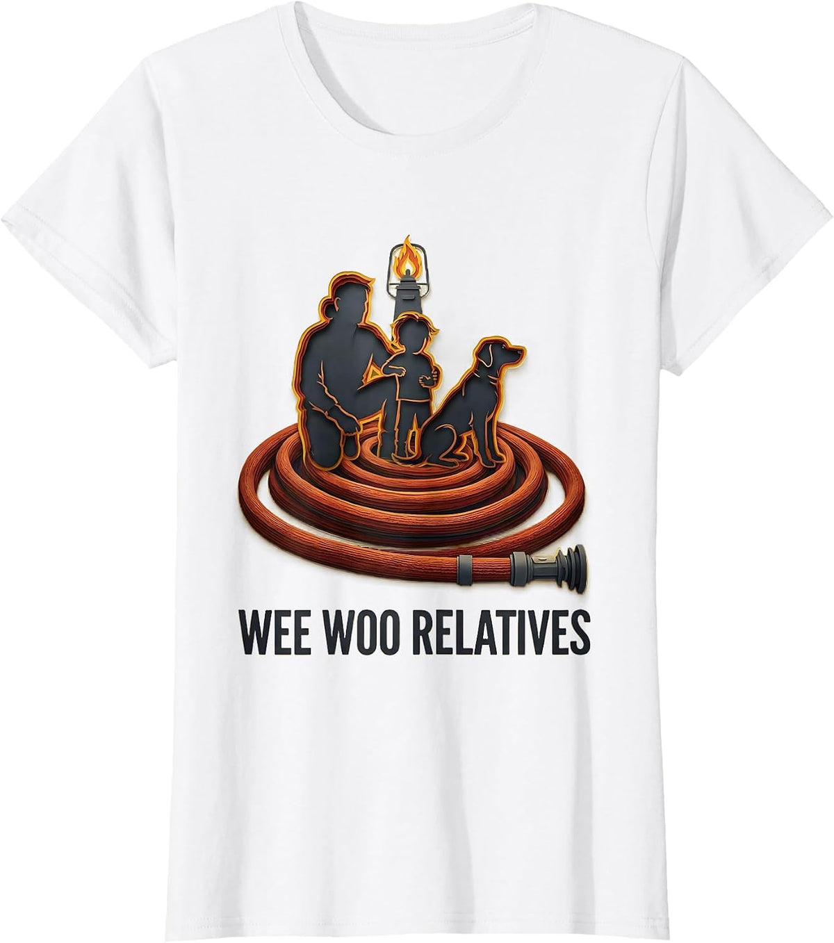 Wee Woo Relatives Funny Firefighter Family Fire Department T-Shirt - White