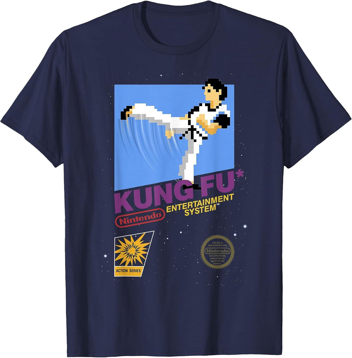 Nintendo NES Kung Fu Action Series Retro Graphic T-Shirt T-Shirt - Navy Blue
