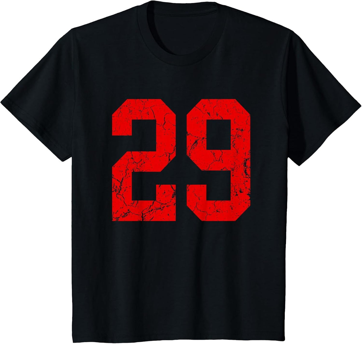 Distressed Red Number 29 Jersey Player Uniform #29 T-Shirt - Black