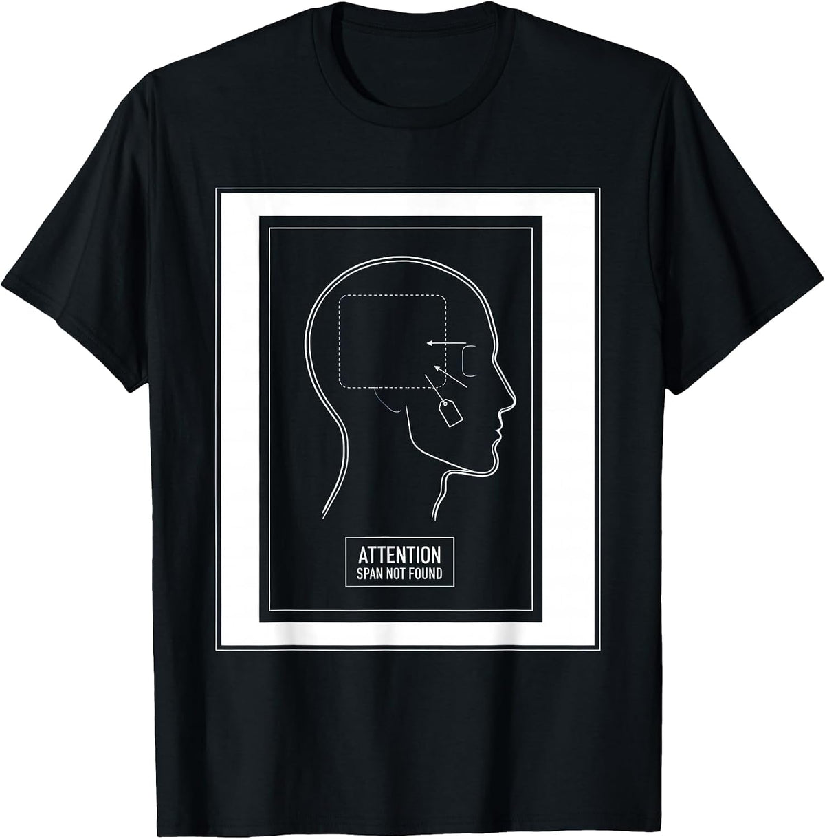 Men's Attention Span Not Found Funny Internet Brainrot Meme Gen Z T-Shirt - Black