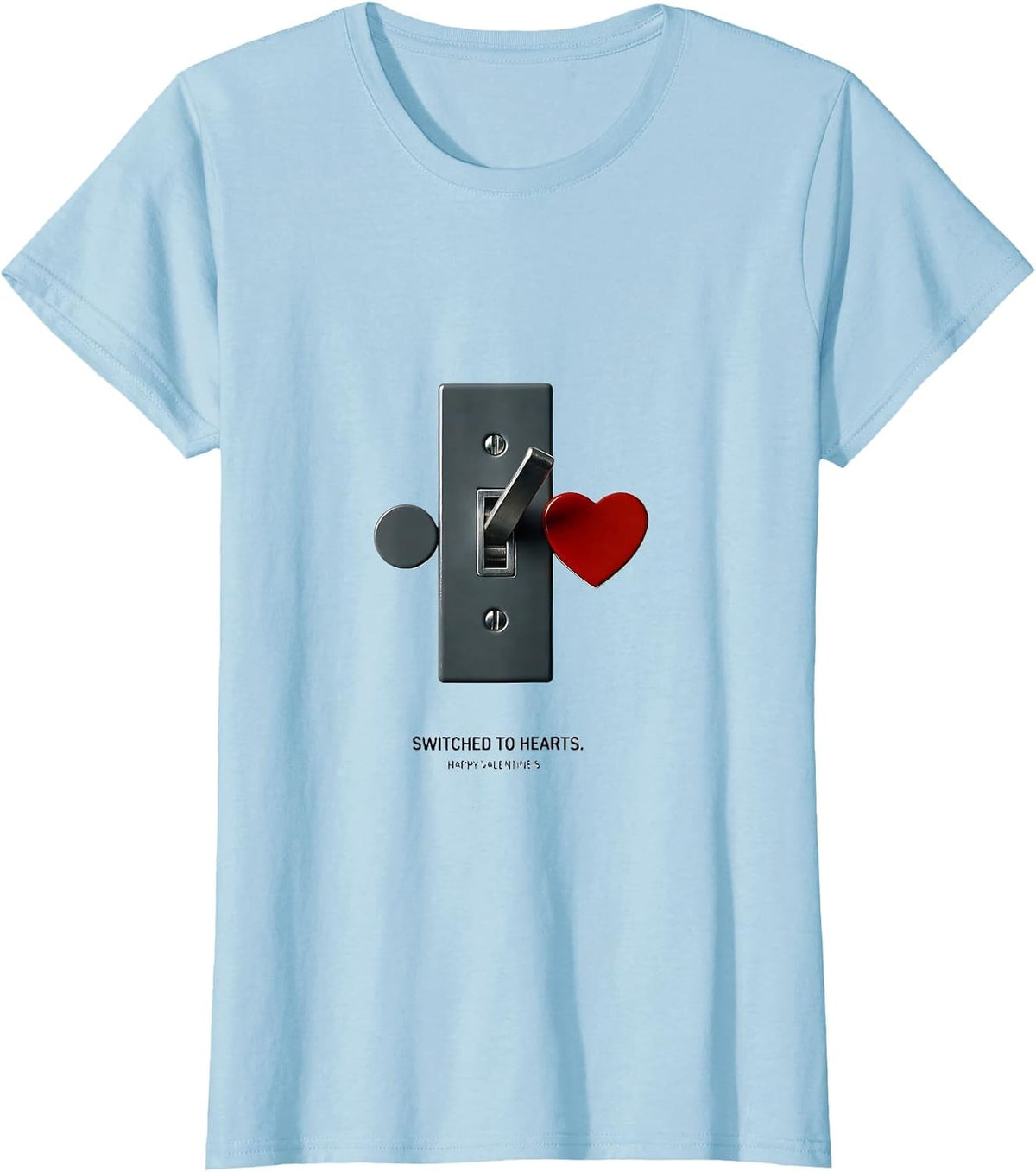 Women's Switched To Hearts Happy Valentine's Optometrist Eye-Care T-Shirt - Baby Blue