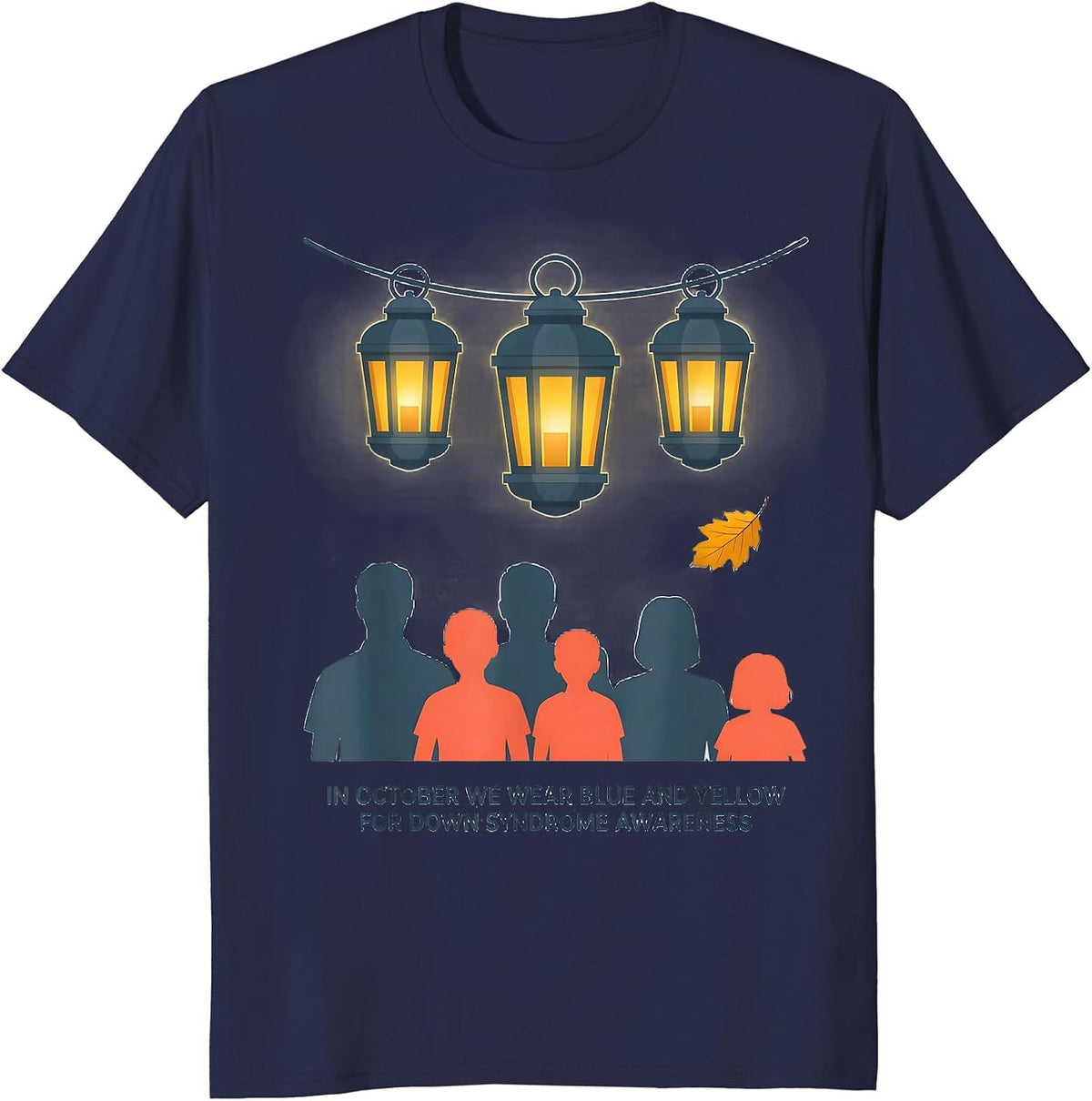 In October We Wear Blue Down Syndrome Awareness T-Shirt - Navy Blue