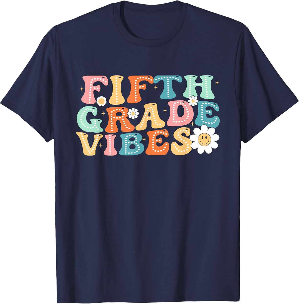 5th Grade Vibes Team Fifth Grade Teacher Boy Girl Kid T-Shirt - Navy Blue
