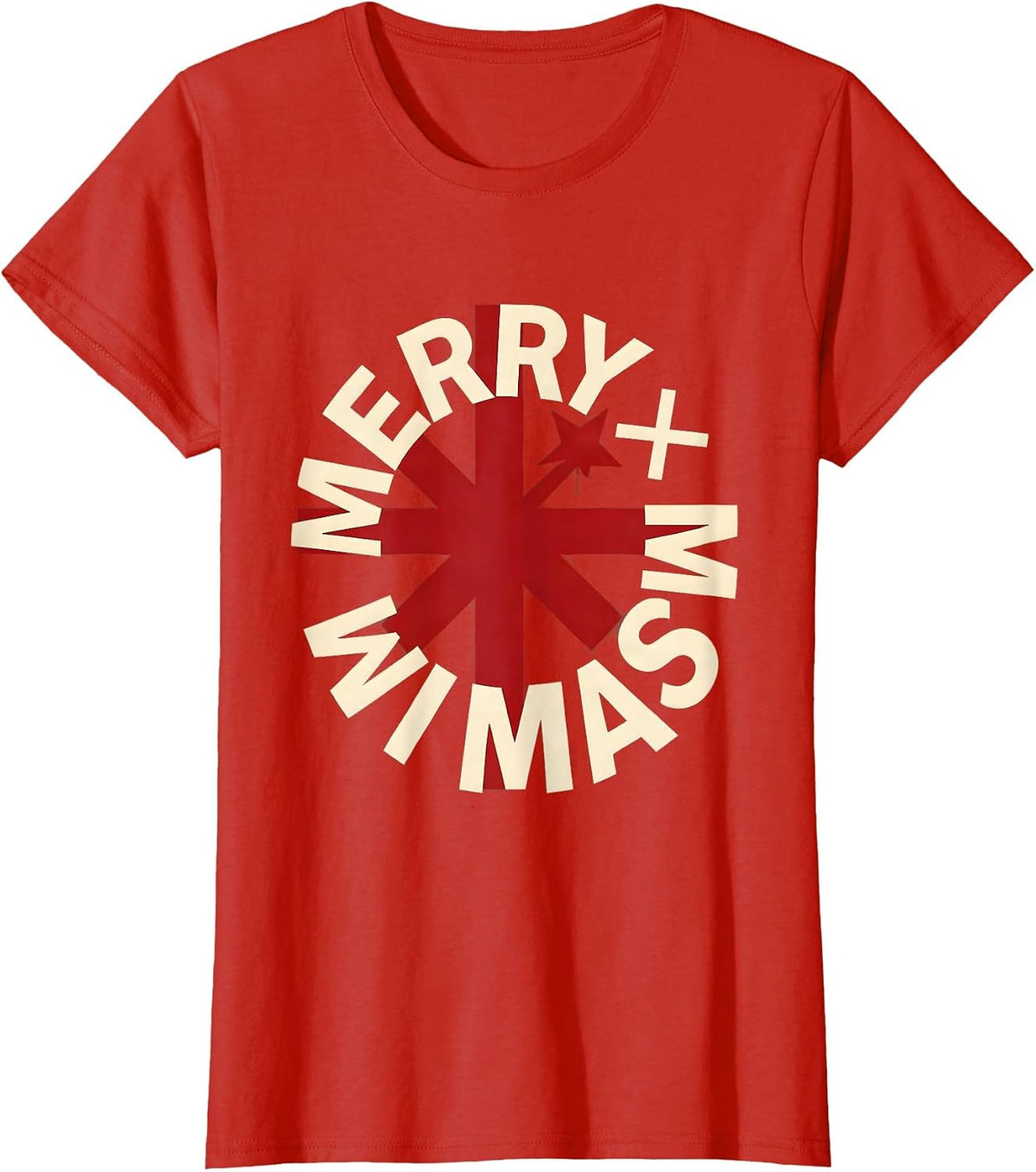 MERRY ×MAS Math Teacher Christmas Pun Humor T-Shirt - Red
