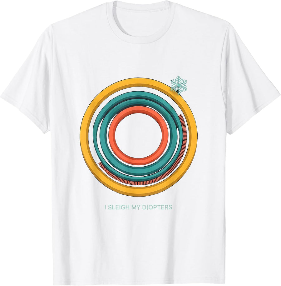 Men's I Sleigh My Diopters Funny Optometrist Eye Doctor Christmas T-Shirt - White