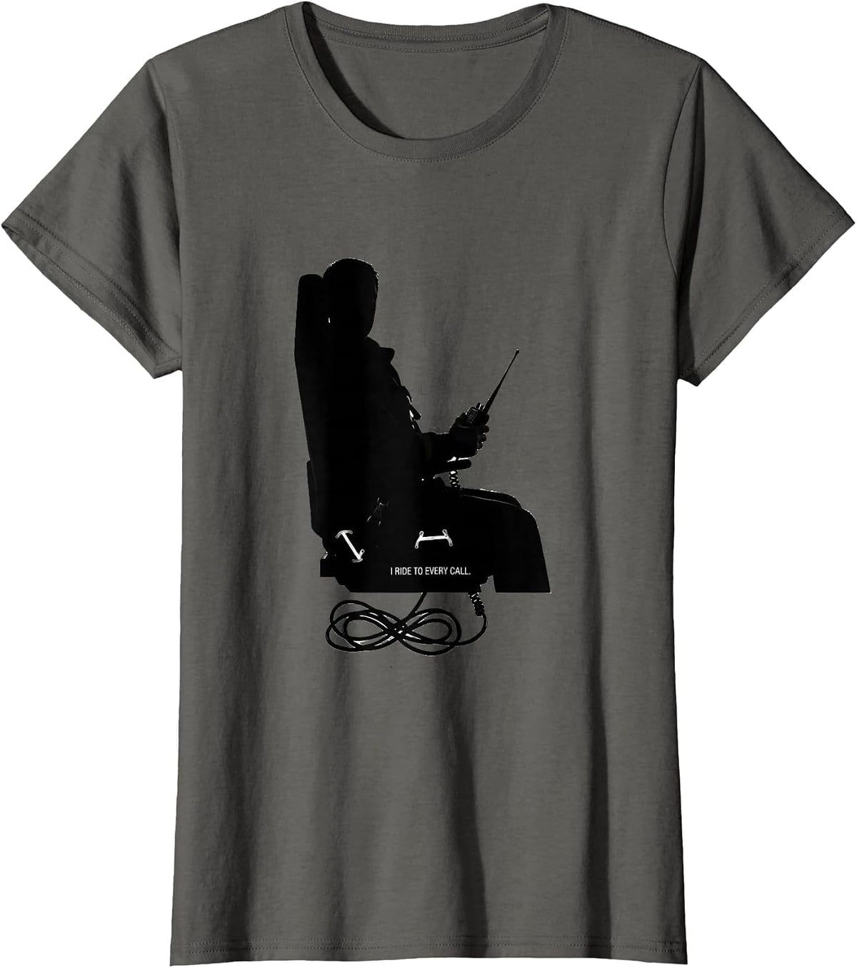 Women's I Ride To Every Call Firefighter Pride Memorial Tribute T-Shirt - Asphalt Grey
