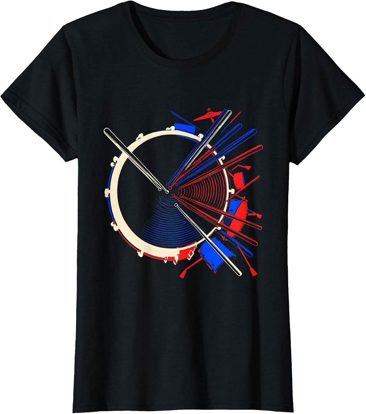 Drummer Kit Contours Futurist Dynamic Humor T-Shirt - Black