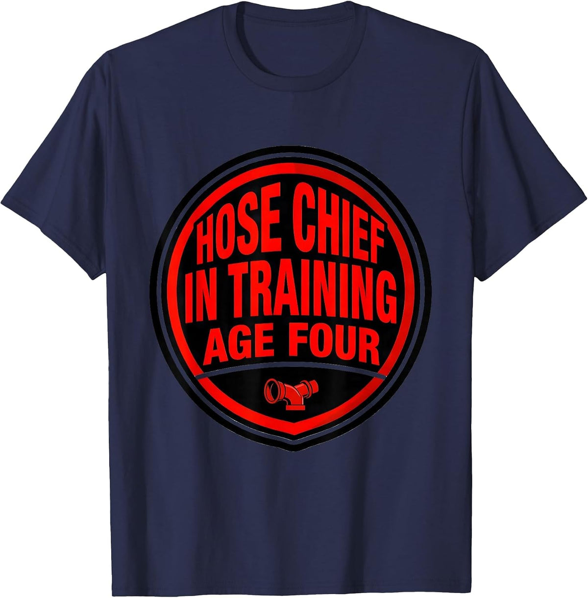 Hose Chief In Training Age Four Funny Firefighter Kids T-Shirt - Navy Blue