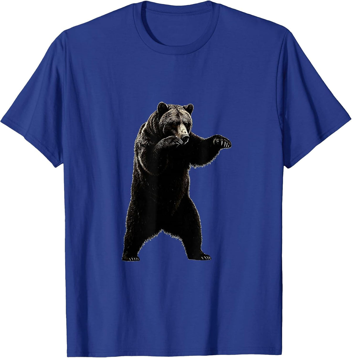 Bear Boxing Fighting Stance Graphic Tee T-Shirt - Royal Blue