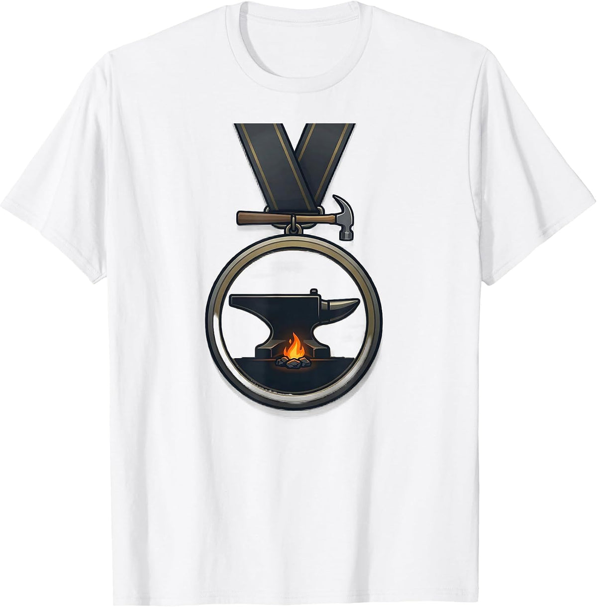 Men's Sealed Anvil Medallion Blacksmith Forge Gift T-Shirt - White
