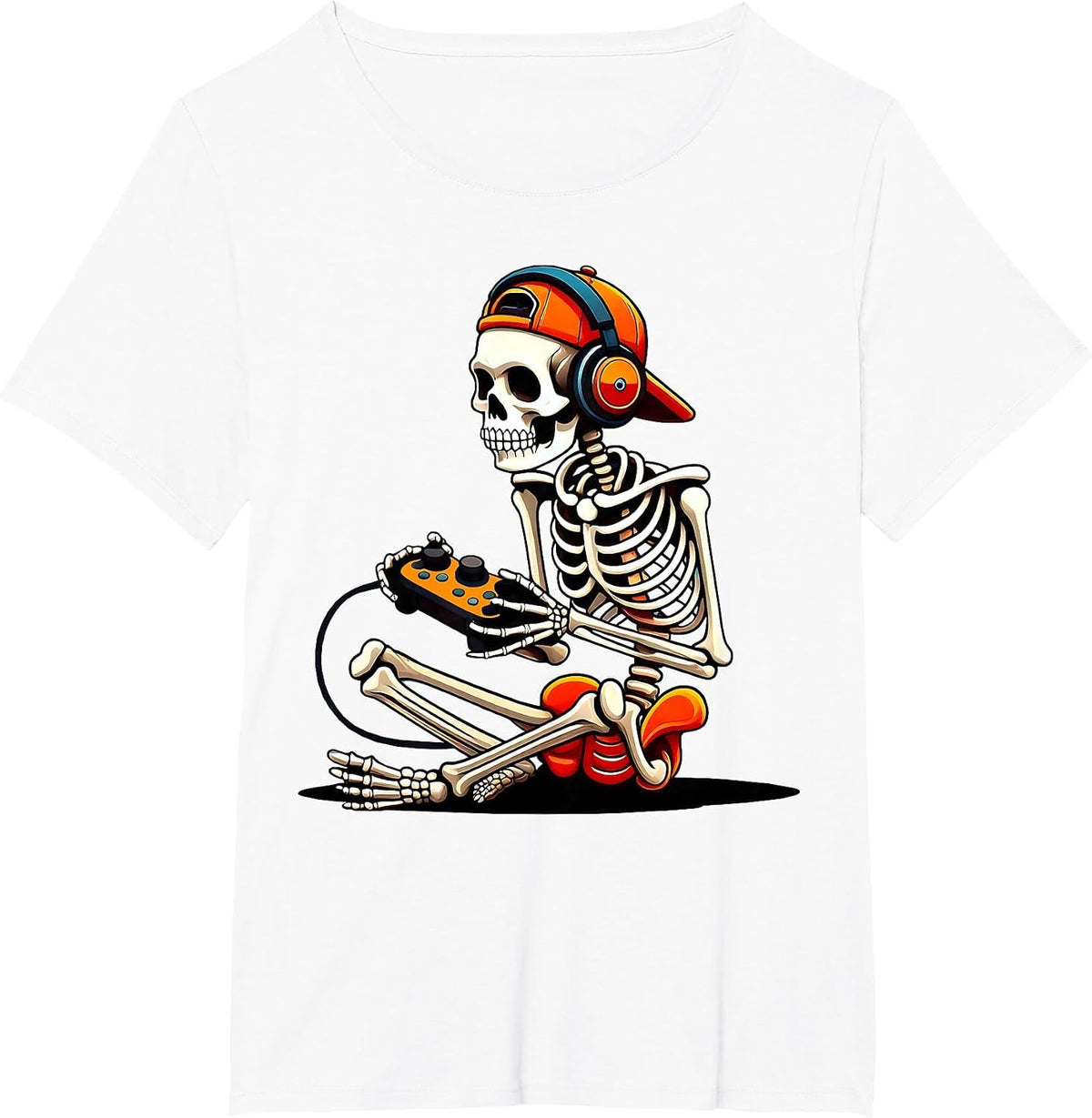Halloween Skeleton Gamer Video Gaming Funny Gaming Skeleton T-Shirt - White