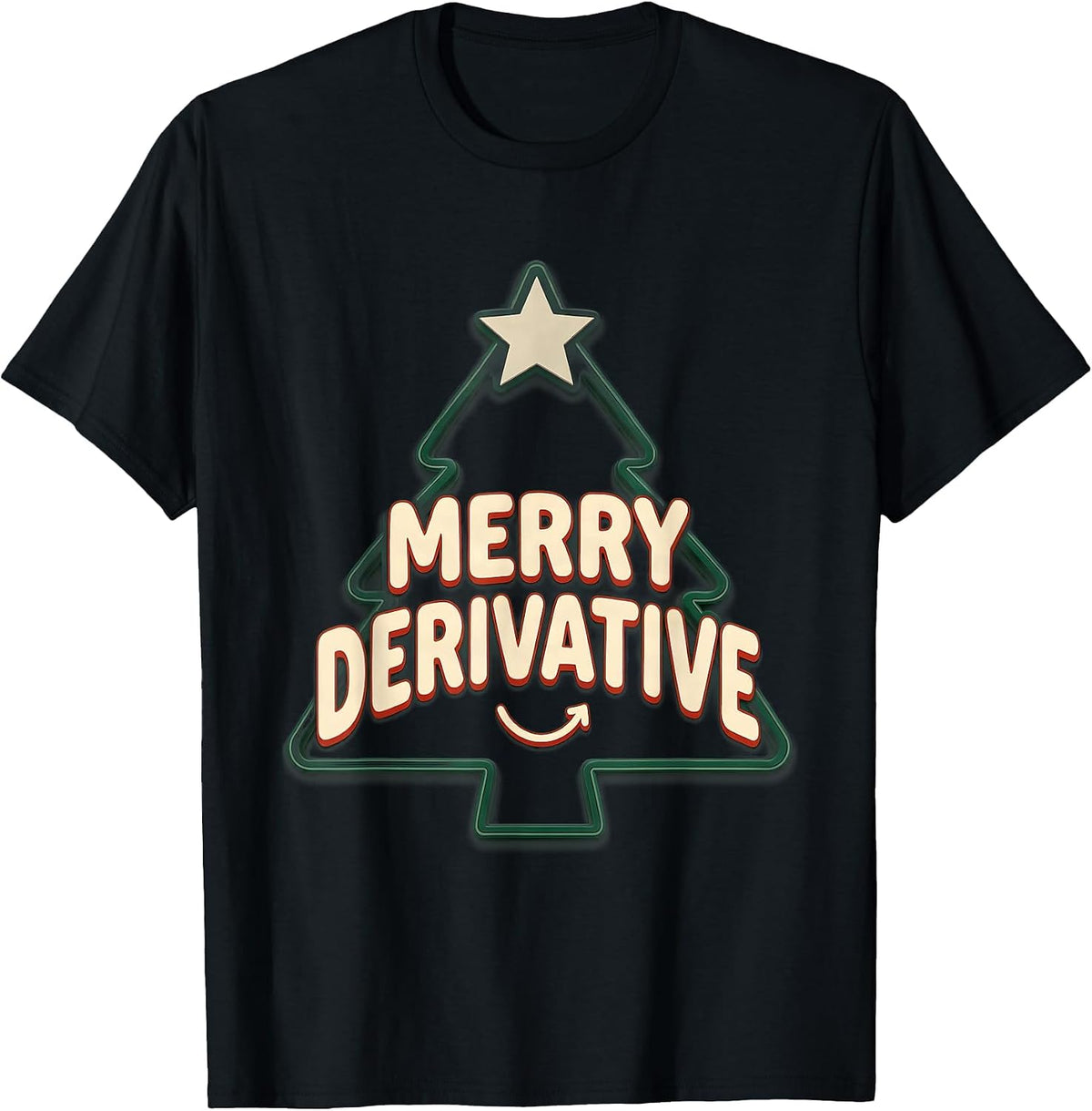 Men's Merry Derivative Math Teacher Christmas Pun Humor T-Shirt - Black
