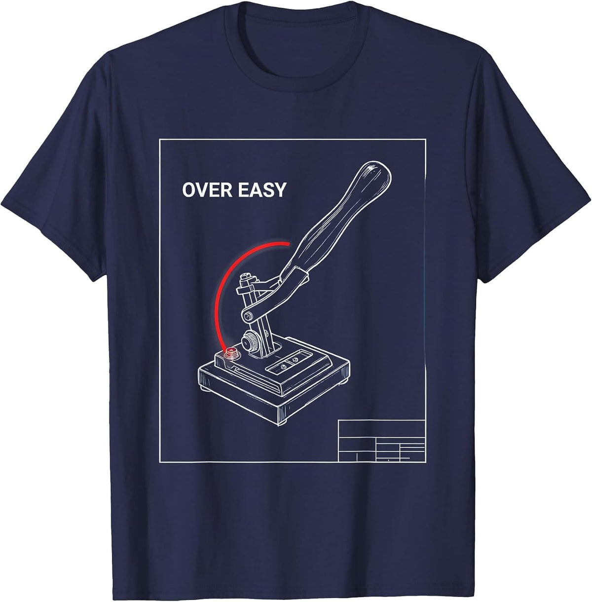 Over Easy Technical Blueprint Ham Radio Operator Hobbyist T-Shirt - Navy Blue