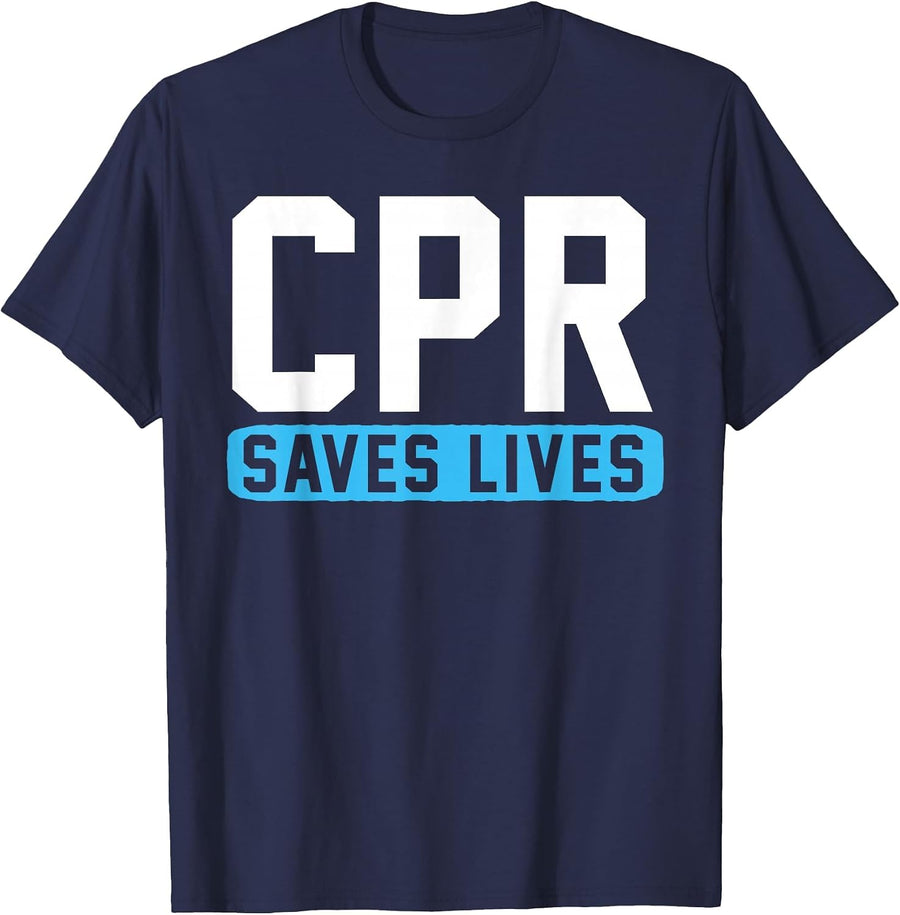 CPR Saves Lives T-Shirt - Navy Blue