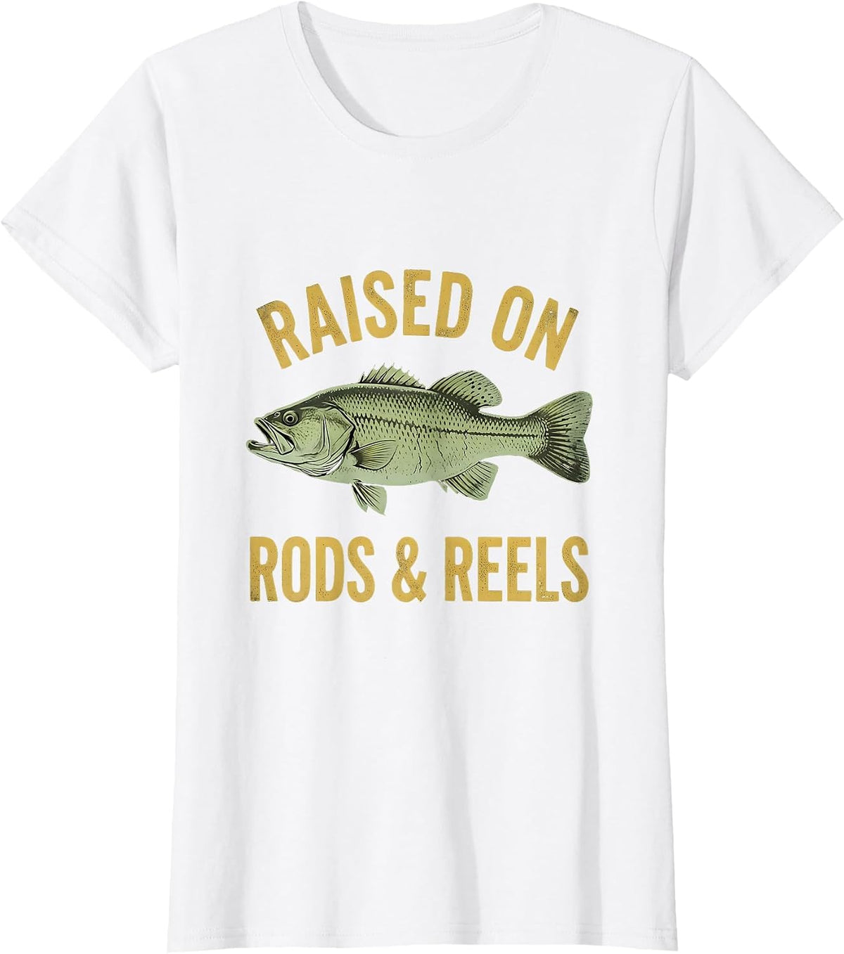 Raised on Rods Reels Kids Fishing Design T-Shirt - White