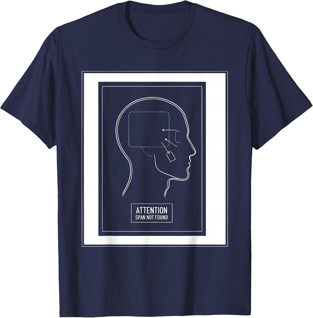 Men's Attention Span Not Found Funny Internet Brainrot Meme Gen Z T-Shirt - Navy Blue