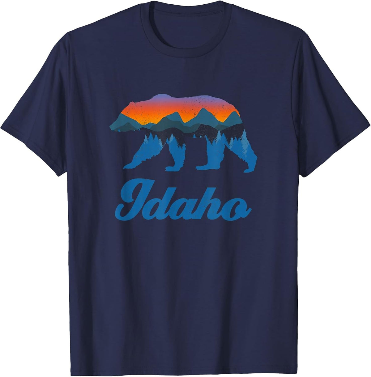 Vintage Idaho Power Bear Forest Grizzly Proud Outdoor Scenic T-Shirt - Navy Blue