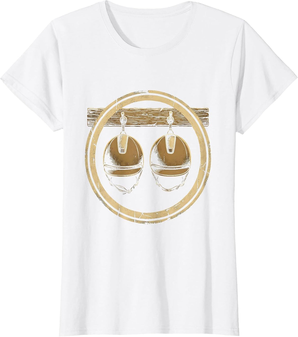 Riding Helmets on Stable Door Horse Girl Design T-Shirt - White