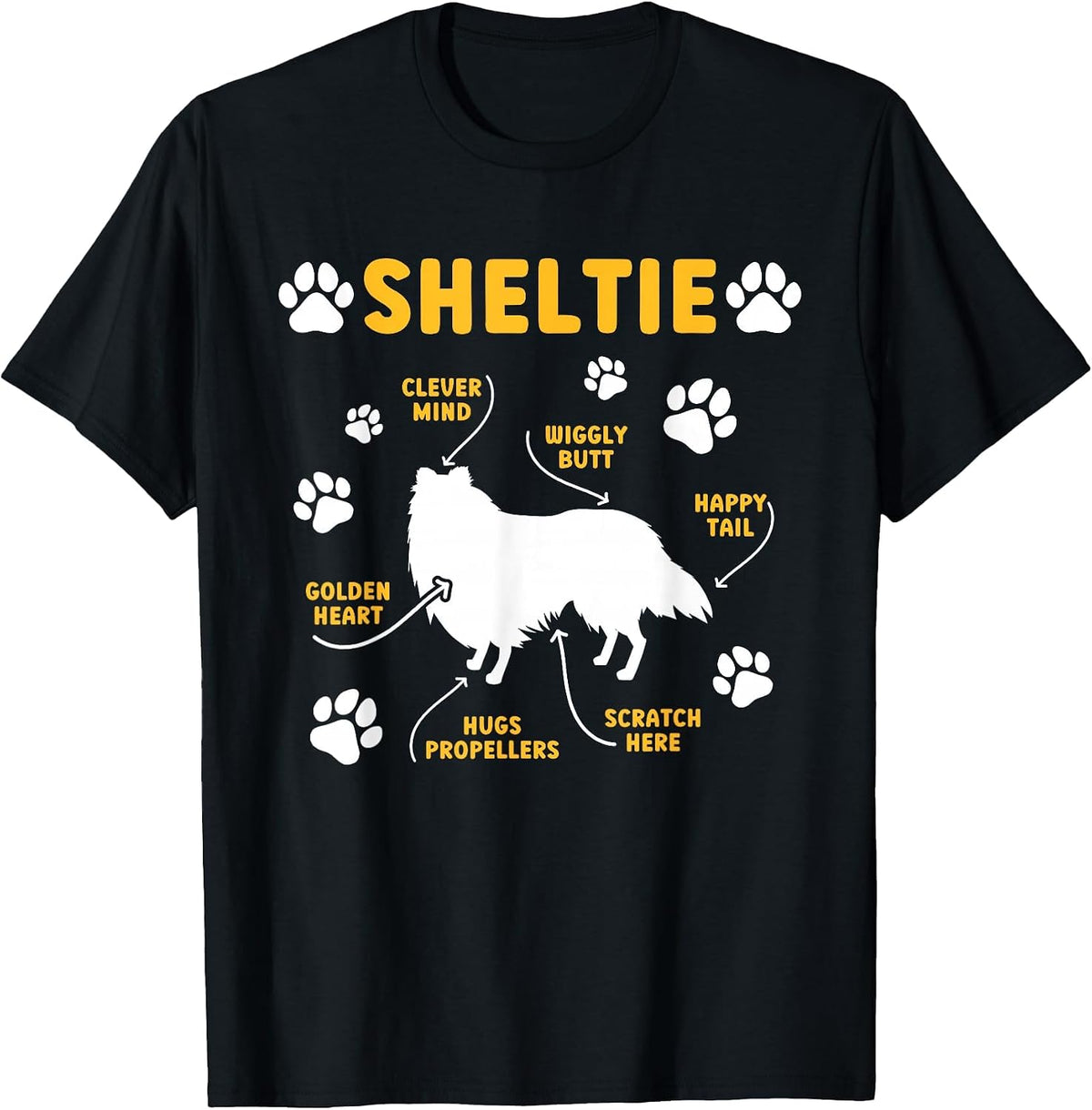Sheltie Anatomy Shetland Sheepdog Owner Sheltie Lover T-Shirt - Black