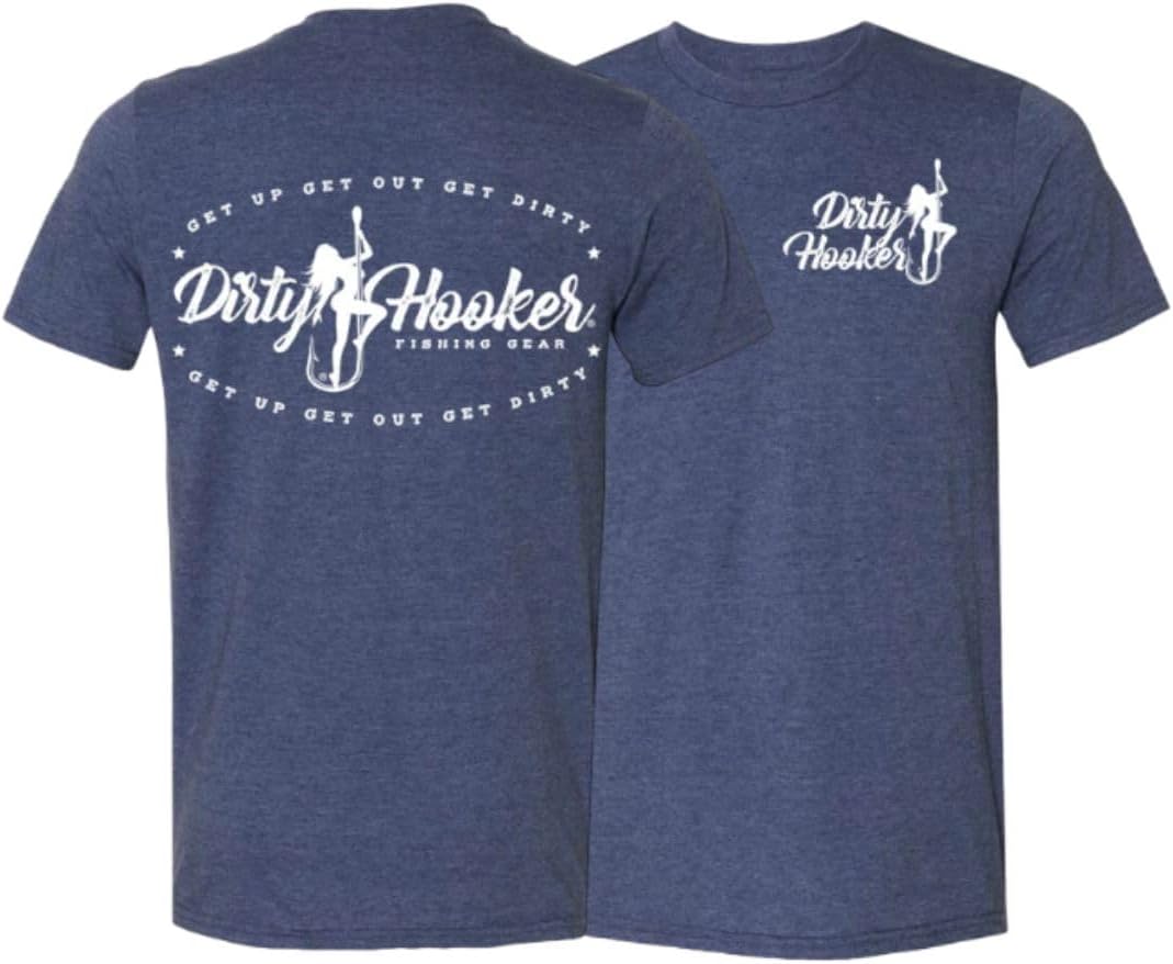 Dirty Hooker Short Sleeve Tee with Vintage Logo - Men's Fishing Shirts - Cotton T-Shirt with Graphic for Men and Women -