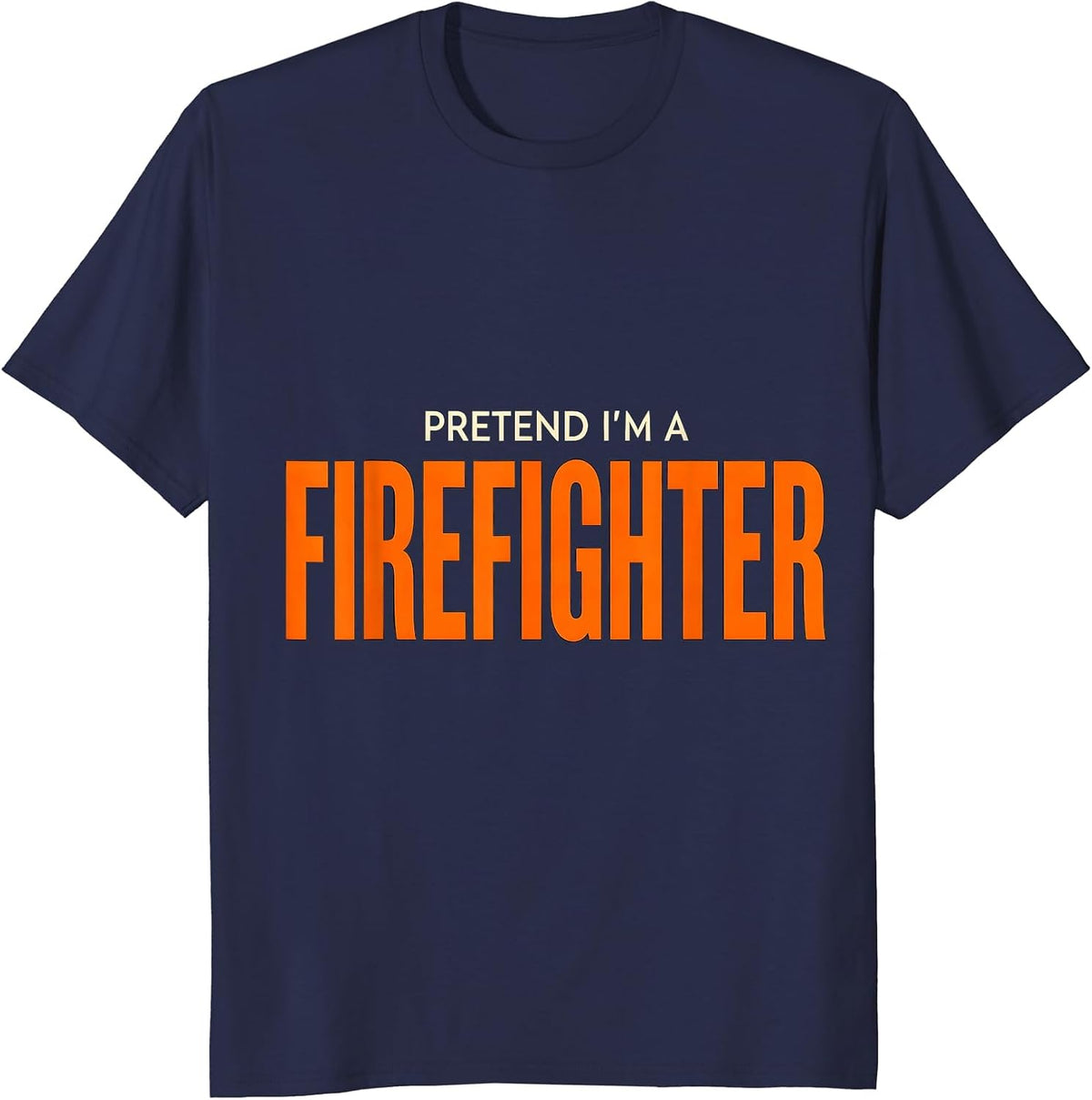 Men's Pretend I'm A Firefighter Funny Lazy Halloween Costume Party T-Shirt - Navy Blue