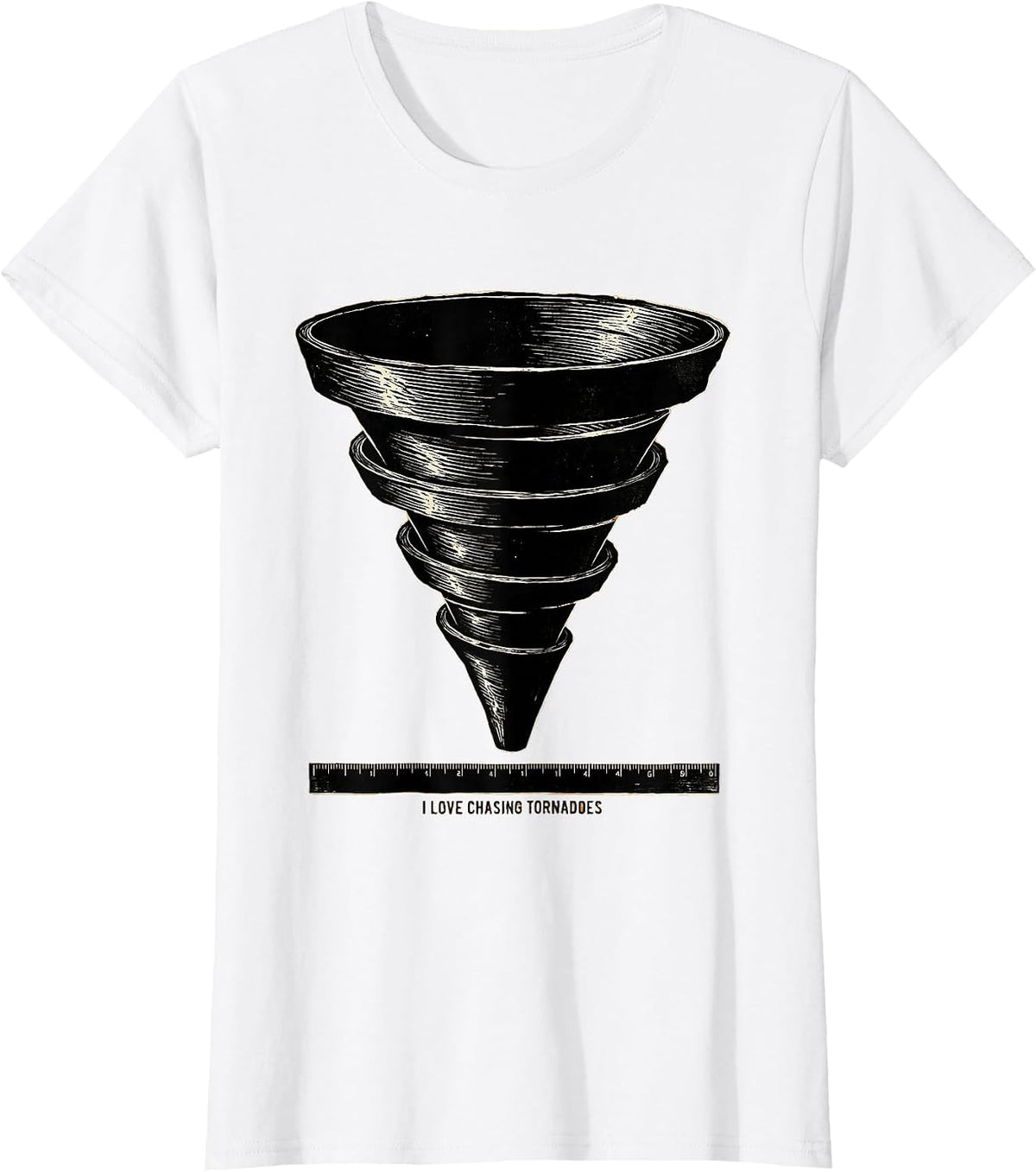 I Love Chasing Tornadoes Linocut Storm Chaser Meteorology T-Shirt - White