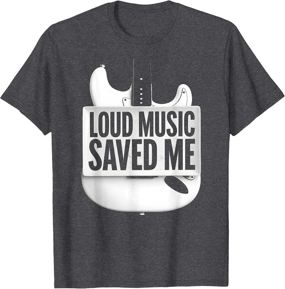 Loud Music Saved Me Punk Rock Design T-Shirt - Dark Heather Grey